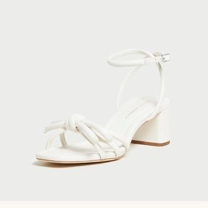 LOEFFLER RANDALL Mikel White Leather Knotted Bow Heels Sandals Bridal 7 NEW BOX